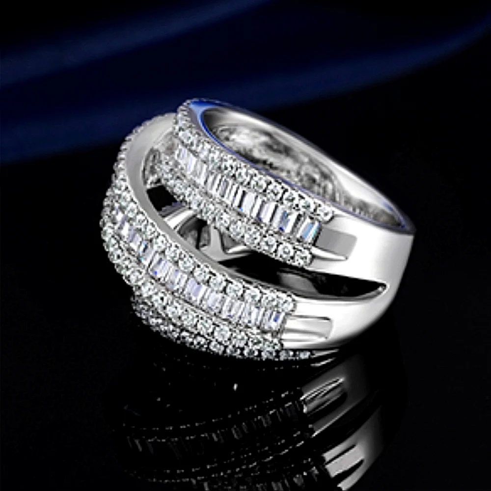 Extraordinary Blinged Out CZ Studded Triple Layer Ring - Picture 6 of 8